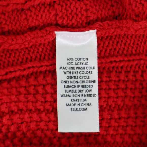 Crown & Ivy Women's Pullover Sweater Size Medium Red Cold Shoulder Cowl Neck - Picture 6 of 6